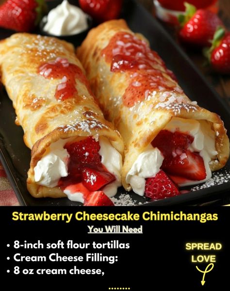 Strawberry Cheesecake Chimichangas – Tnextrecipes Cheesecake Chimichangas Recipe, Cheesecake Chimichangas, Strawberry Cheesecake Chimichangas, Chimichanga Recipe, Breakfast Casseroles, Family Cookbook, Dessert Salads, Sweet Snacks Recipes, Autumn Scenery