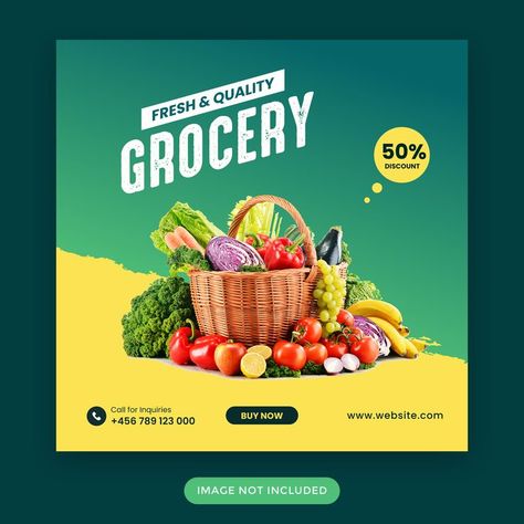 Grocery vegetable food instagram post or square banner template Grocery Social Media Post Design, Grocery Store Signage, Supermarket Social Media Design, Grocery Store Social Media, Grocery Signage, Digital Marketing Humor, Food Instagram Post, Grocery Website, Grocery Store Ads