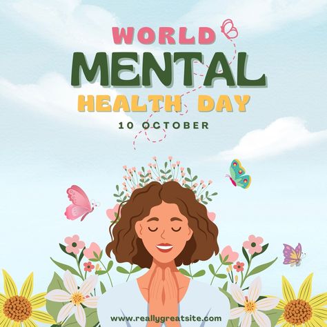 World Mental Day, Health Priority, Adventure Anime, World Mental Health Day, World Health Day, Canvas Learning, Mental Health Awareness Month, World Days, Mental Health Day