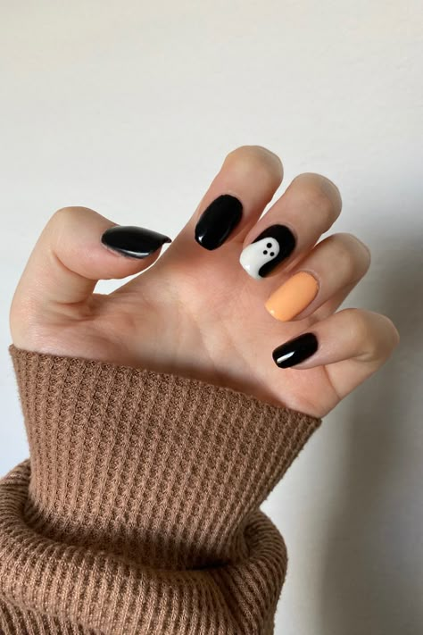 Nail Halloween, Holloween Nails, Nail Art Halloween, Halloween Nails Easy, Simple Fall Nails, October Nails, Cute Gel Nails, Shellac Nails, Short Nail