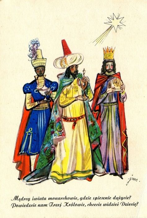 Jan Marcin Szancer (1902-1973) — Trzej Królowie, 1965-1975 (608 -900) 3 Kings, Roi Mage, King Costume, We Three Kings, Three Wise Men, Three Kings, Christmas Post, Old Christmas, Wise Men