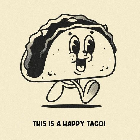 Taco Character Design, Quesadilla Illustration, Bread Illustration Design, Tacos Drawing, Burrito Illustration, Taco Doodle, Taco Character, Taco Illustration, Taco Logo