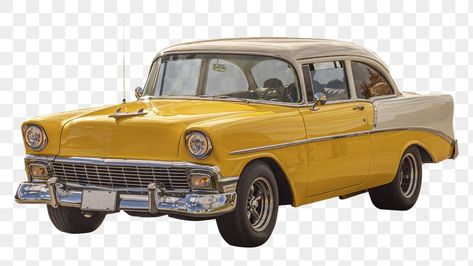 Vintage Car Stickers, Car Cutout, Car Collage, Car Yellow, Yellow Png, Car Side View, Car Book, Vintage Cars 1950s, Car Png