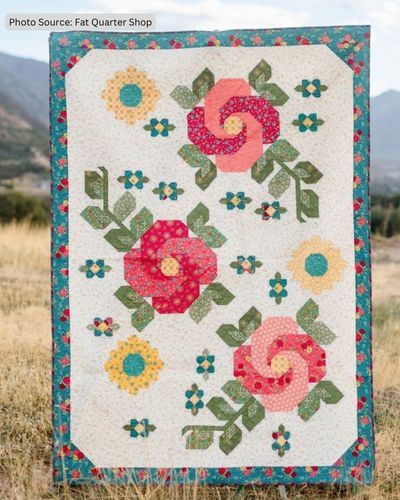 Wildflower Seeds Quilt, Flower Applique Quilt Patterns, Free Flower Quilt Patterns, Pieced Flower Quilt Blocks, Flower Blocks For Quilts, Floral Quilt Blocks, French Rose Quilt Tutorial Free Pattern, Flower Quilts Patterns, Flower Quilt Patterns Free