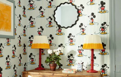 Disney Home X Sanderson Wallpapers | By Sanderson Disney Character Sketches, Sanderson Wallpaper, Whimsical Wallpaper, Trellis Wallpaper, Wallpaper Companies, Stripe Wallpaper, Disney Sketches, Matching Wallpaper, Stripe Fabric