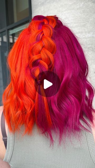 Red Split Dye Hair, Split Dyed Hair Short, Red Split Dye, Split Dye Hair, Split Dye, Ex Girl, Split Dyed Hair, Dye Hair, Dyed Hair