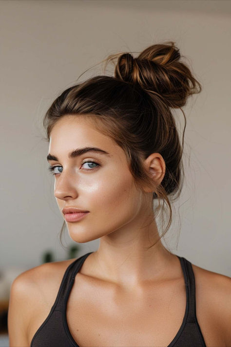 Easy sporty updo for effortless movement. Pickleball Hairstyles, Active Hairstyles, Cute Cornrows, Sporty Hair, Tennis Hair, Best Braid Styles, Workout Hair, Lazy Girl Hairstyles, Girls Hairstyles Easy