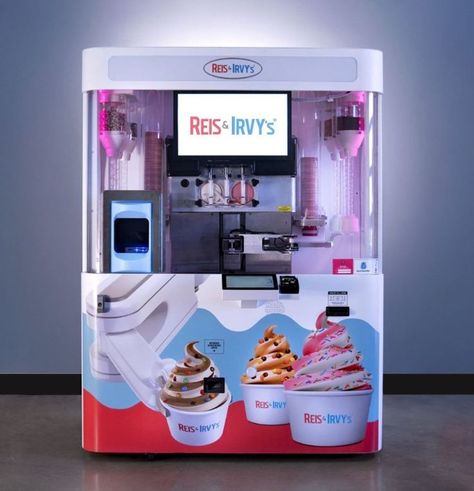 Vending Machine Ideas, Ice Cream Vending Machine, Silk Almond Milk, Mini Vending Machine, Vending Machine Design, Ice Cream Design, Kiosk Design, Soft Serve Ice Cream, Vending Machines