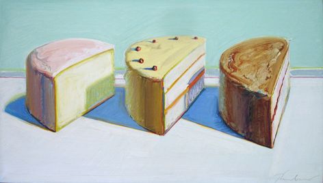 Wayne Thiebaud | "Wayne Thiebaud’s Vision of American Beauty As he turns 100, the California artist’s paintings of cakes, pies and other ordinary diner fare have become iconic" - Wall Street Journal | By Emily Bobrow - News - Berggruen Gallery Cake Paintings, Wayne Thiebaud Cakes, Cream Poster, Clown Pics, Ice Cream Poster, Wayne Thiebaud, Architecture Tattoo, European Paintings, Islamic Paintings