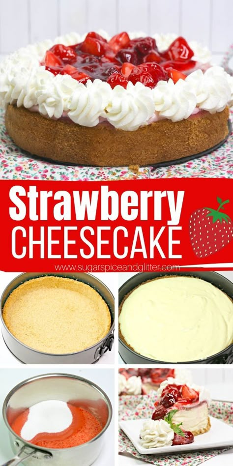 Classic Strawberry Cheesecake, Whipped Cream For Cheesecake, Strawberry Cheesecake Recipes Easy Homemade, Baked Strawberry Cheesecake, Strawberry Cheesecake Topping, Cheesecake With Strawberry Topping, Strawberry Topping For Cheesecake, Strawberry Cheesecake Recipe Easy, Cheesecake Business