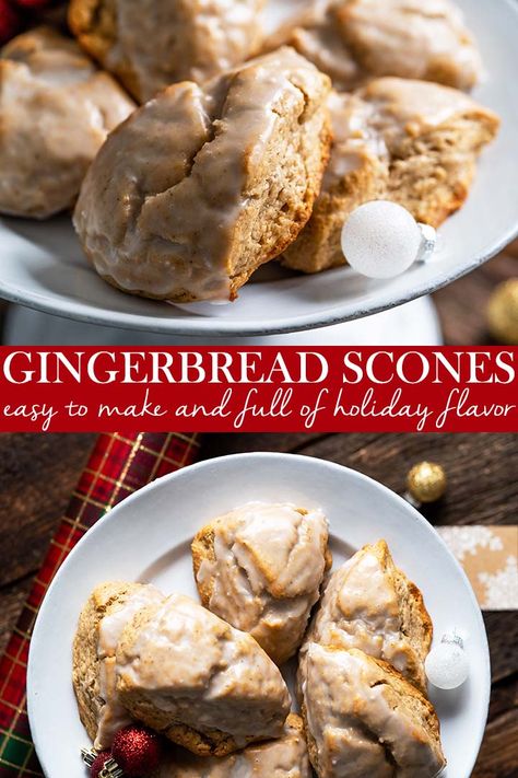 gingerbread scones pin Christmas Scones, Gingerbread Scones, Scones Easy, Scones Recipe, Gingerbread Recipe, Fruit Breakfast, Bread Recipes Sweet, Scone Recipe, Christmas Cooking