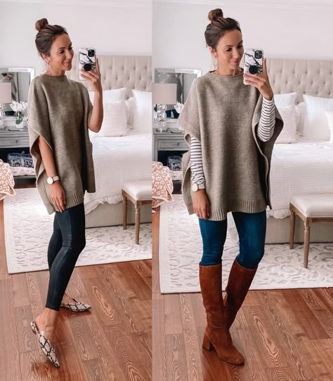 Poncho Outfit Winter, Poncho Outfit, Winter Teacher Outfits, Tunic Outfit, Teacher Outfits Fall, Womens Poncho, Target Clothes, Mode Casual, Poncho Style