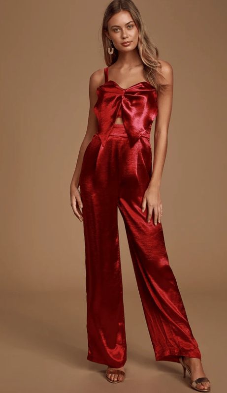 Red Satin Pants, Lulus Jumpsuit, Cutout Jumpsuit, Petal And Pup, Satin Jumpsuit, Velvet Jumpsuit, Jumpsuit Dressy, Jumpsuit Chic, Backless Jumpsuit