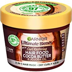 Garnier Hair Mask for Dry, Curly Hair | Cocoa Butter Hair Food by Garnier Ultimate Blends, 3-in-1: Pre Shampoo, Conditioner, Hair Mask, |97% Natural Origin | 100% Vegan Formula* 390 ml : Amazon.co.uk: Beauty Garnier Hair Mask, Garnier Shampoo, Curly Hair Mask, Dry Curly Hair, Xmas List, Hair Food, Deep Conditioner, Hair Stuff, Wet Hair