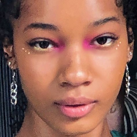 ⁘ ERIS ⁘ on Instagram: “I mean...” Pink Waterline Makeup, Yellow And Pink Makeup, Pink Inner Corner Makeup, Eris The Planet, Pink And Yellow Makeup, Inner Corner Eyeshadow, Uncultured Swine, Makeup Photos, Yellow Makeup