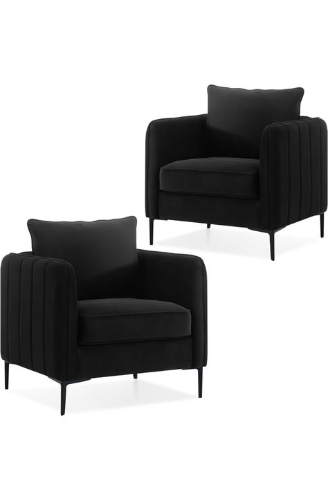 Velvet Accent Chairs Set of 2, Modern Upholstered Accent Chair Comfy Velvet Armchair with Thick Cushion and Wood Frame, Single Sofa/Side Chair for Living Room Bedroom Office Velvet Accent Chairs, Green Accent Chair, Black Accent Chair, Chair Comfy, Accent Chair Set, Velvet Accent Chair, Modern Accent Chair, Velvet Chair, Velvet Armchair