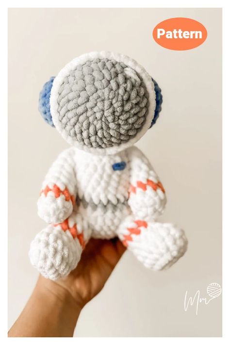 Ollie the Astronaut Crochet Pattern Crochet Pattern Stuffed Animals, Crochet Animals Ideas, Crochet Space Free Pattern, Crochet Plushy Pattern, Surprise Crochet Pattern, Space Crochet Pattern Free, Free Space Crochet Patterns, Space Themed Crochet, Astronomy Crochet