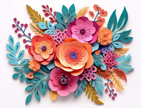 3d Paper Flower Bouquet, Paper Flower Cut Out, Papercut Flowers, Flower Wall Art Diy, Paper Wildflowers, Mind Map Art, Paper Flower Wall Art, Paper Cutout Art, Easter Craft Decorations