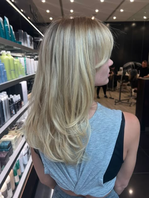 Long Blonde Hair Layers Curtain Bangs, Flat Blonde Hair, Blonde With Cool Lowlights, Blonde Hair Inspiration Mid Length, Bleach Blonde With Lowlights, Cool Blonde With Lowlights, Soft Summer Hair Color Ideas Blonde, Blonde Low Lights, Blonde Hair Cuts