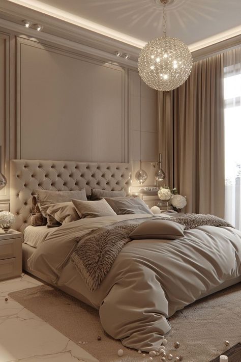 Beige Walls Bedroom, Beige Bedroom Furniture, Taupe Bedroom, Beige Bedroom Decor, Bedroom Decor For Couples, Beige Bedroom, Small Bedroom Designs, White Bedroom Furniture, Luxury Bedroom Master