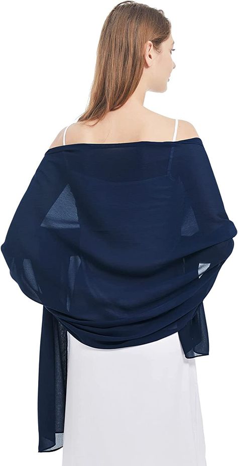 Ciormis Navy Blue Chiffon Shawls, Ladies Formal Shawls and Wraps for Evening Wedding Dresses (Navy Blue) Elegant Chiffon Shawl Scarf, Navy Satin Shawl, Luxury Blue Elegant Shawl, Elegant Blue Summer Shawl, Blue Chiffon Scarf, Navy Shawl, Bridesmaid Shawl, Evening Shawls, Blue Shawl