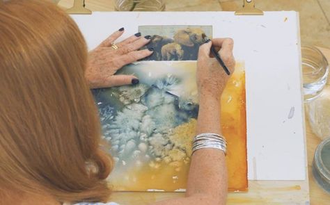 Art Demonstrations Archives | Artists Network Jean Haines Watercolor Paintings, Jean Haines Watercolor Tutorial, Mindful Watercolor, Jean Haines Watercolor, Intuitive Watercolor, Watercolor Hacks, Abstract Watercolor Tutorial, Abstract Watercolor Paintings Tutorials, Jean Haines