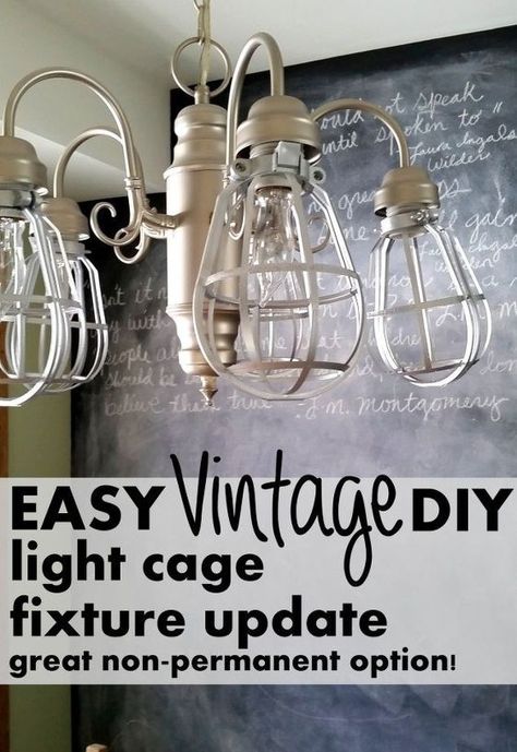 diy light cages for an inexpensive update to any light fixture, home decor, kitchen design, lighting, window treatments Industrial Farmhouse Lighting, Diy Industrial Lighting, Chandelier Makeover, Diy Luminaire, Wood Light Fixture, Pallet Patio Furniture, Diy Light Fixtures, Diy Lampe, Pallet Patio