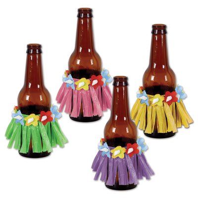 The Beistle Company Drink Hula Skirts 4 Piece Decorative Bottle Set Luau Drinks, Caribbean Party, Luau Party Ideas, Hawaiian Party Theme, Luau Party Supplies, Luau Party Decorations, Hula Skirt, Hawaiian Party Decorations, Fest Temaer