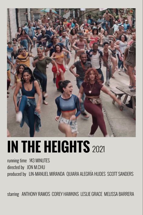 In The Heights Movie Poster, In The Heights Aesthetic, Screensaver Collage, Comfort Films, In The Heights Movie, Girls Night Movies, Polaroid Posters, Anthony Ramos, Film Posters Vintage