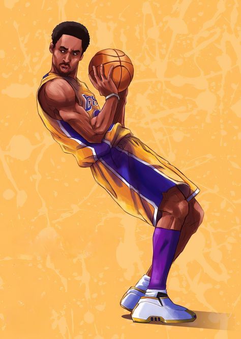 Cartoon Kobe Bryant, Kobe Illustration, Kobe Bryant Cartoon, Kobe Bryant Tattoo, Kobe Bryant Art, Basketball Artwork, The Black Mamba, Nba Artwork, Basketball Drawings