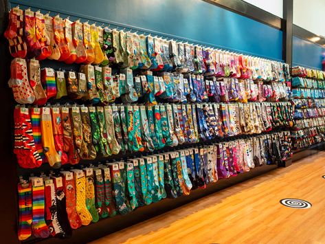 Visit Our Bellingham Sock Store | Plan a Trip & Shop for Gifts - Cute But Crazy Socks Sock Display, Store Plan, Sock Store, Store Shelves Design, Shelves Design, Bellingham Washington, Tulip Festival, Local Gifts, Store Shelves