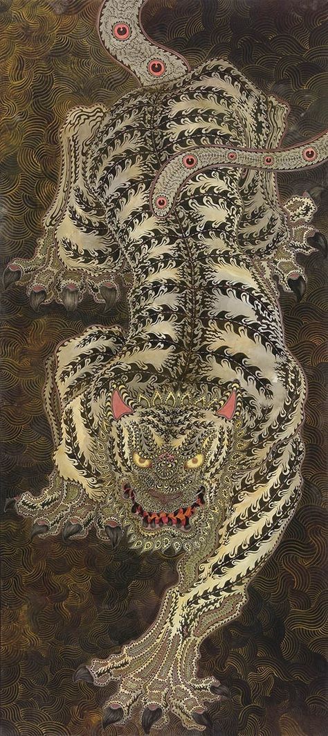 Art Encyclopedia on Twitter: "Tomiyuki Kaneko — Messenger of Vaiśravaṇa (mineral pigments, japanese ink, transparent watercolor, acrylic, pen on japanese paper, 2020)… https://t.co/NbRwj9NgrP" Japanese Art Modern, Transparent Watercolor, Panthera Tigris, Tibetan Art, Japon Illustration, Eastern Art, Mineral Pigments, Japanese Paper, Japan Art