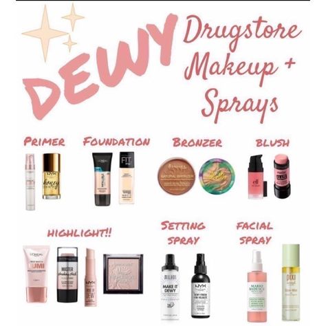 Make Up Kits, Best Drugstore Makeup, Dewy Makeup, Makeup Spray, Makeup For Teens, Makeup Guide, Halloween Tags, Makeup Tips For Beginners, Beauty Products Drugstore