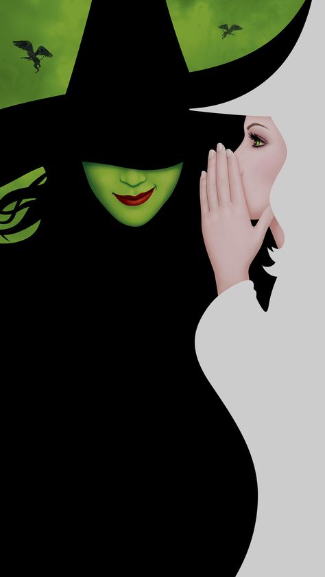 Wicked Painting, Music Wallpaper Hd, Broadway Wallpaper, Elphaba Thropp, Wicked Wallpaper, Iphone Decor, Broadway Wicked, Musical Wallpaper, Modern Vampires