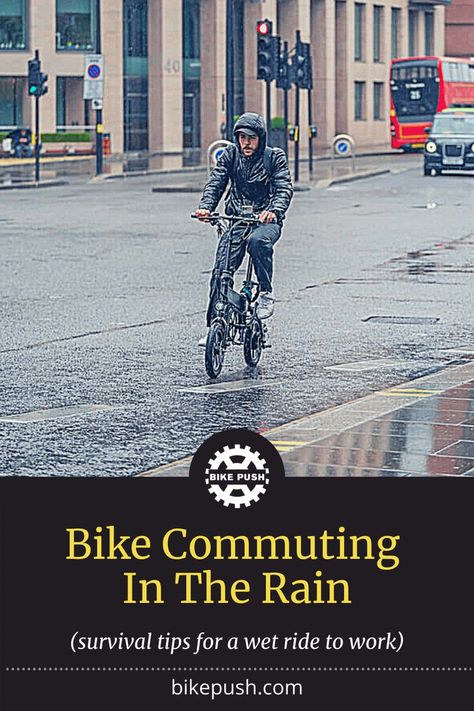 How to survive a bike commute in the rain. Biking In The Rain, Bike Commute, Bike Courier, Bike Commuting, Bike To Work, Cycling For Beginners, Commuting To Work, Bike Cover, Urban Cycling