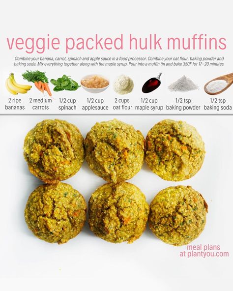 Hulk Muffins, Muffin Vegan, Carleigh Bodrug, Vegan Snack Recipes, Plant Based Snacks, More Veggies, Vegan Muffins, Forks Over Knives, Vegan Comfort Food