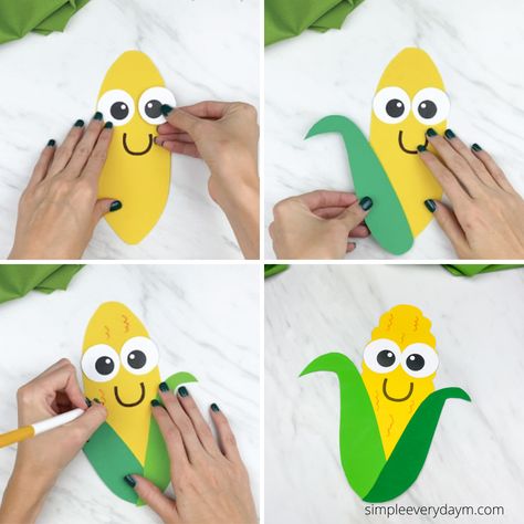 Paper Craft For Preschoolers, Corn Crafts For Toddlers, Corn Crafts Preschool, Craft Party Ideas, House Paper Craft, Flowers With Paper, Corn Party, Corn Craft, Paper Ghost