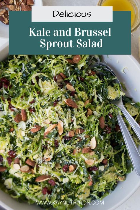 Brussel Sprout Salad Blue Cheese, Side Vegetable Dishes Healthy, Soluble Fiber Foods, Kale And Brussel Sprout Salad, Kale Brussel Sprout Salad, Winter Kale Salad, Brussel Sprouts Salad, Chopped Kale Salad, Shredded Brussel Sprout Salad