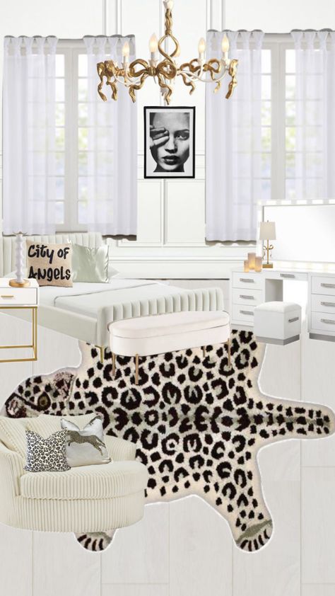 Blue And Cheetah Bedroom, Stockholm Style Bedroom, Vibey Bedroom Aesthetic, Cheetah Room, Vibey Bedroom, Cute Bedrooms, Western Rooms, College House, Pink Bedroom Decor