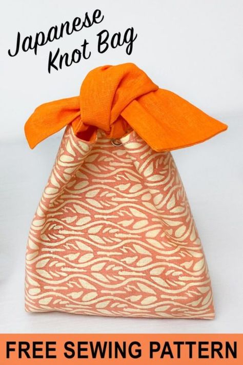 Bucket Bag Diy, Bag Free Sewing Pattern, Japanese Knot, Japanese Knot Bag, Knot Bag, Japanese Bag, Bag Pattern Free, Free Sewing Pattern, Modern Bag