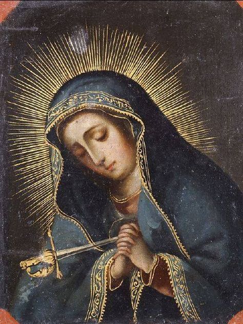 Our Mother of Sorrows Blessed Mary, Images Of Mary, Mama Mary, Religious Pictures, Queen Of Heaven, Our Lady Of Sorrows, Blessed Mother Mary, Religious Images, The Virgin Mary