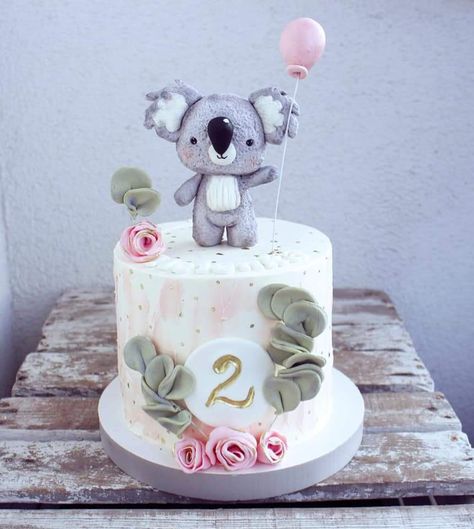 Koala Cute, Cute Sweets, Cake Land, Beauty Cakes, 2 Birthday Cake, Sweet Flowers, 1st Birthday Cakes, Baby Koala, Fondant Figures