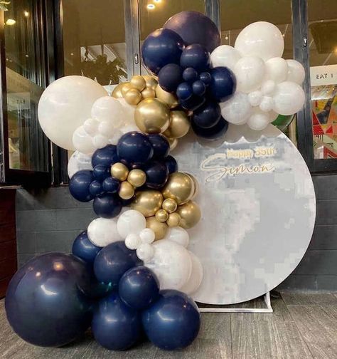 Navy and Gold Confetti 2021 Balloon Garland Kit Balloon Arch | Etsy Deco Ballon, Violet Pastel, Prom Decor, White Confetti, Gold Confetti Balloons, Graduation Balloons, Blue Balloon, White Balloons, Arch Kit