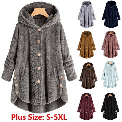 Wish - Shopping Made Fun Cute Cat Ears, Padded Jacket Women, Fur Cardigan, Look Plus Size, Long Coat Jacket, Fleece Jacket Womens, Winter Outwear, Coat Women Fashion, Loose Cardigan