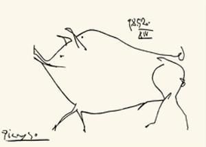 Drawing Profile, Pablo Picasso Artwork, Line Art Lesson, Pablo Picasso Drawings, Pig Artwork, Picasso Artwork, Picasso Portraits, Picasso Drawing, Pablo Picasso Art