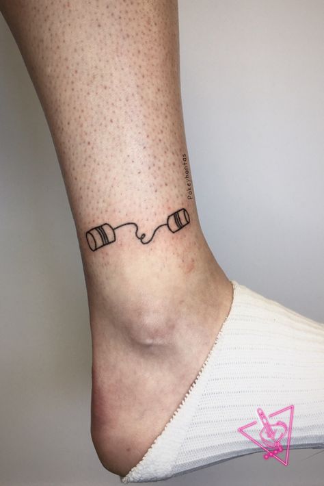 #handpoked #tattoo #handpokedtattoo #stickandpoke #ankletattoo #tattooideas Tin Can Tattoo, Telephone Tattoo, Tin Can Telephone, Can Telephone, Can Tattoo, X Tattoo, Hand Poked Tattoo, Poke Tattoo, Hand Poke