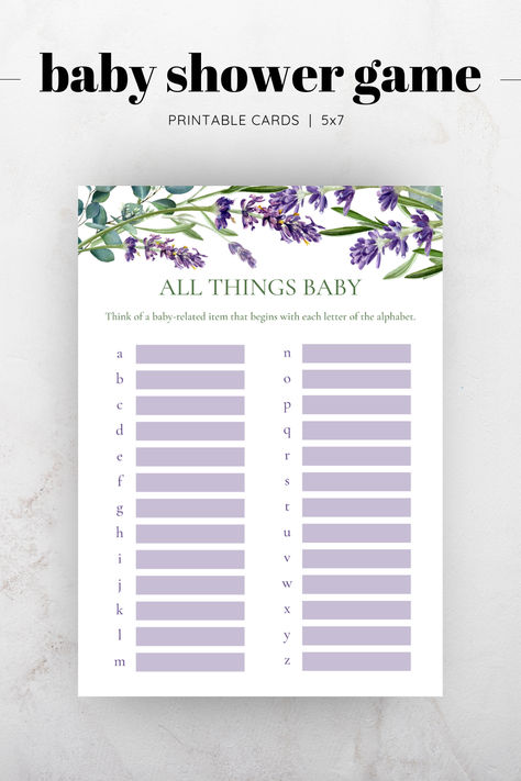 Planning a lavender themed baby shower for this spring or summer? We're here to help! Head over to our Etsy shop to see our latest release - The Lavender Baby Shower Planning Kit. Whether it's invitations, games, signature, or menu ideas, we've got you covered! Lavender Theme Baby Shower Ideas, Baby Shower Lavender Theme, Lavender And Sage Baby Shower Ideas, Purple Baby Shower Ideas, Lavender Baby Shower Theme, Purple Baby Shower Theme, Lavendar Purple Baby Shower, Garden Theme Baby Shower Games, Lavender Baby Showers