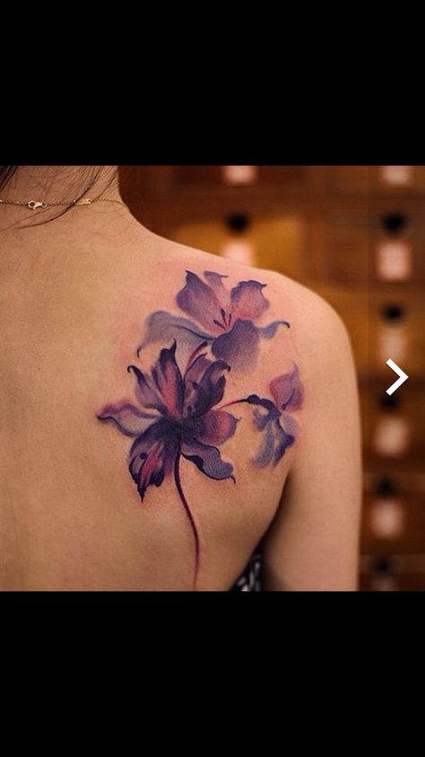 Flower tattoo no outline Flower Watercolor Tattoo, Wildflowers Tattoo, Backpiece Tattoo, Tattoo Placements, Watercolor Tattoo Flower, Beautiful Flower Tattoos, Disney Tattoo, Tattoo Girls, Up Tattoos