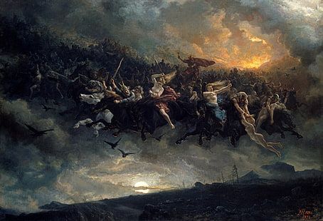 The Wild Hunt, Paul Verlaine, Norse Myth, Wild Hunt, A4 Poster, Arte Fantasy, Norse Mythology, Rembrandt, Claude Monet