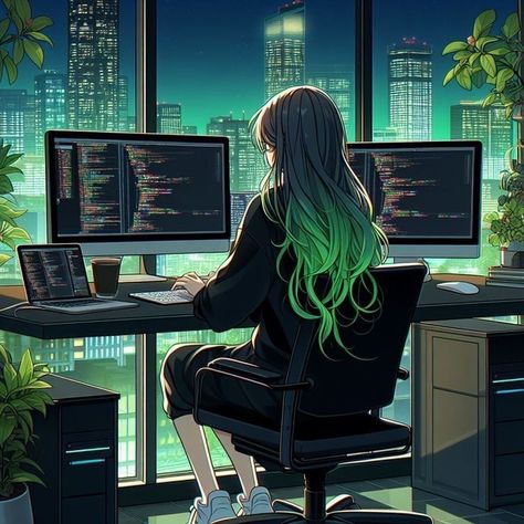 Job Pic, Computer Science Quotes, Coder Girl, Computer Science Student, Aesthetic Illustrations, Job Pictures, Amoled Wallpapers, Dark Landscape, Cute Cartoon Images